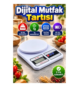 LCD Ekranlı Dijital Mutfak Terazisi – 10 kg Kapasite, 1 g Hassasiyet, Gram ve Ons Ölçümü