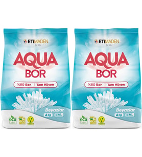 Boron AquaBor Matik Toz Çamaşır Deterjanı 12KG (Beyazlar İçin) 80 Yıkama (2PK*6KG)