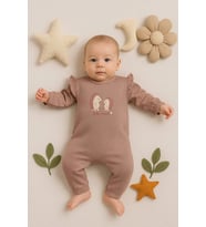 Kirpi Nakışlı % 100 Pamuk Kız Bebek Tulum