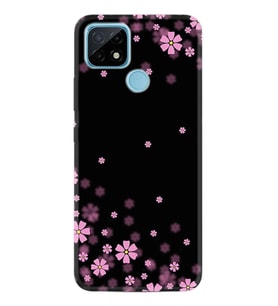 Realme C11 C21 C21Y C25Y C11 2021 Kılıf Desemli Silikon Black flowers 1391