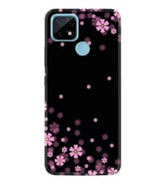 Realme C11 C21 C21Y C25Y C11 2021 Kılıf Desemli Silikon Black flowers 1391