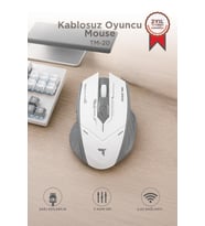 Torima Mouse Çift Modlu Sessiz Kablosuz Oyuncu Fare TM20 Beyaz Gri