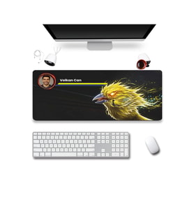 SonicTouch Kişiye isme Özel Kanarya Figür Sarı Lacivert Fotoğraflı XXL Gamer Klavye Mousepad 40x90cm
