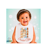 Bluey Annesinin Gülü Keten Bebek Mama Önlüğü – Yumuşak, Emici, Yıkanabilir, Özel Tasarım P027