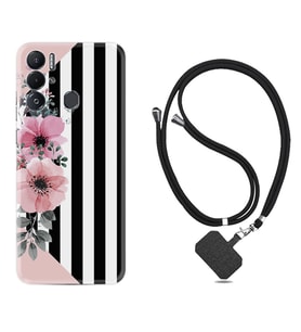 Tecno Pova Neo Kılıf Resimli Boyun Askılı İpli Desenli Silikon Flowers 4 1390