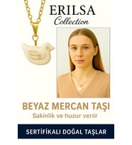 Sertifikalı Altın Renkli Kuş Model Beyaz Mercan Kolye – Huzur ve Özgürlüğün Simgesi (Çok Renkli)