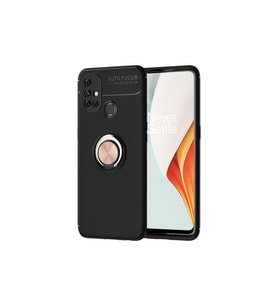 OnePlus Nord N10 5G Uyumlu Kılıf Zore Ravel Silikon Kapak (Siyah-Rose Gold)