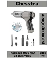 7 Başlıklı Şarjlı Kablosuz 2 Fonksiyonlu 4000 mAh Vakumlu El Süpürgesi Üflemeli Araç Oto Süpürgesi
