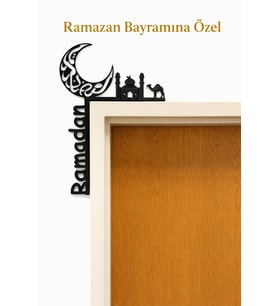 Ramazan Kapı Üstü Dekor Ay, Cami ve Deve Figürlü Duvar Süsü Ramazan Bayramı Özel Kapı Süsü