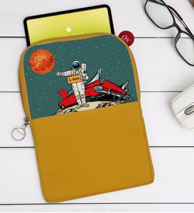 BK Gift Pop Art Tasarımlı Taşınabilir Koruyucu Tablet Kılıfı & Organizer Çanta - Sarı-8