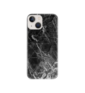 Apple Iphone 13 Mini Kılıf Resimli Desenli Baskılı Silikon Kılıf + Tam Kaplayan Cam Kara Mermer 1375