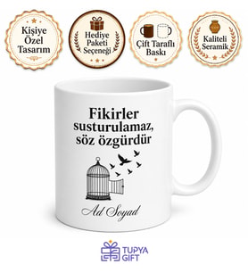 Sansüre Karşı Özgür Fikirler Kupa Düşünce Özgürlüğü Hediye Bardak