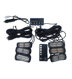 17 fonksiyonlu çakar lamba 12-30v 24 led 6 adet sarı*sarı set / LAPA549-1