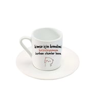 Türk Kahve Fincanı Mochi Cat Motto Baskılı Fincan