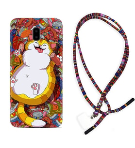 Samsung J6 Plus J7 Prime J7 Pro M20 Kılıf Boyun Asklı Rasta Silikon Tombul Kedi 1739