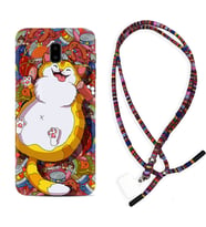 Samsung J6 Plus J7 Prime J7 Pro M20 Kılıf Boyun Asklı Rasta Silikon Tombul Kedi 1739