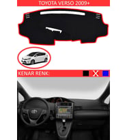 Toyota Verso 2009 + Için Uygun Torpido Koruma Halısı Siyah Kenar Renk Kırmızı