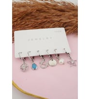 Kadın Yıldız Figürlü 6'lı Zirkon Set Küpe
