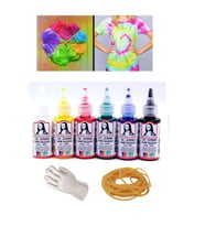 Batik Boyama Seti 6x40 ml Poşet Eldiven 10 Adet ve Para Lastik 20 Adet Set Monalisa Boyama Seti (Karışık)