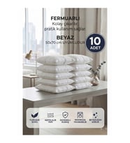 Beyaz Fermuarlı İç Astar Yastık Kılıfı 10 Adet Dolgulu Değildir
