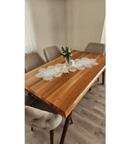 Çınar Desen Fransız Dantelli Keten Gardeya Lüks Runner