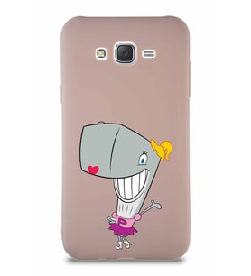 Samsung Galaxy J7 Soft Premier Kapak Pearl Yengeç Tasarımlı Silikon Kılıf - Pudra (Şeffaf)