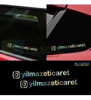 Kişiye Özel İnstagram Hologram Motosiklet Oto Sticker Yapıştırma Etiket Çıkartma 2 Adet