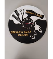 Kuaför veya Güzellik Merkezi İsim yazılı Duvar Saati Kaliteli ve ŞIK