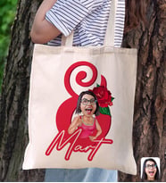 BK Gift Kadınlar Günü Karikatürlü Kanvas Bez Çanta, Baskılı Omuz Çantası, Alışveriş Çantası, Plaj Çantası, Arkadaşa Hediye-1