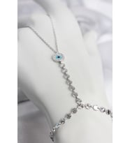 Gümüş Renk Pirinç Zirkon Taşlı Nazar Model Şahmeran