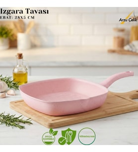 28 Cm Granit Izgara Tavası - Pembe