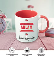 Abla Temalı Kişiye Özel İsim ve Fotoğraf Baskılı Kupa Bardak No:002 (Pembe)