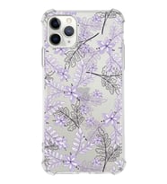 Apple iPhone 11 Pro Uyumlu Köşe Korumalı Antişok  Kapak Floral Lila Tasarımlı Şeffaf  Kılıf