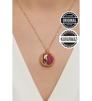 Jewelmim Bereket ve Bolluk Sembolü Gümüş Nar Kolye Rose Altın Kaplama 925 Ayar Kadın Gümüş Nar Tanesi Kolye