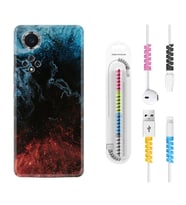 Huawei Nova Y70 Y90 Nova 9 SE  Kılıf Kablo Koruma Spiral Silikon Red Blue Black Abstact 1386