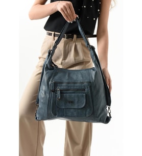 Suni Deri Sırt Çantası Mavi (Model: 571-13-13M)