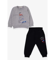 Breeze Erkek Bebek Eşofman Takımı Yarış Temalı 9 Ay-3 Yaş, Gri Melanj (Grimelanj)