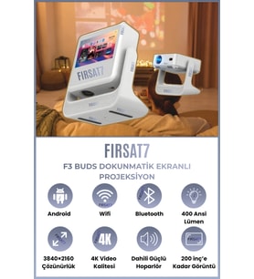 F3 Buds Taşınabilir Ekranlı Projektör, Android, WiFi, HDMI ve USB destekli