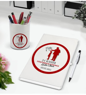 BK Gift Kişiye Özel İsimli Öğretmenler Günü Tasarımlı Defter Kalem ve Kalemlik Hediye Seti, Öğretmene Hediye, Öğretmenler Günü - 9