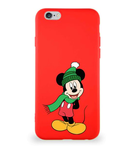 Apple iPhone 6S Soft Premier Kapak Mickey Mouse-G Tasarımlı Silikon Kılıf - Kırmızı (Şeffaf)