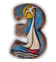 El Yapımı Deniz Temalı Seramik Kapı No.3 - 8x13 cm - Akdeniz/Ege ruhu - Dekoratif Ev, Villa, Site Girişi, Dış Mekan ve Apartman Girişi