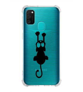 Samsung Galaxy M30s  Köşe Korumalı Antişok Kapak  Çizgi Kedi Tasarımlı Şeffaf  Kılıf