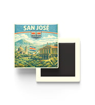 Retro Kosta Rika San Jose Şehri Temalı Vintage Buzdolap Magneti – 9x9 cm