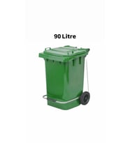 ELCY 90 Litre Tıbbi Atık Plastik Pedallı Çöp Konteyneri Yeşil Isıya Karşı Dayanıklı