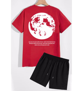 Evren Temalı Şort T-shirt Spor Eşofman Takımı