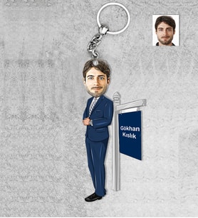 Kişiye Özel Emlakçı Erkek Ahşap Anahtarlık-1