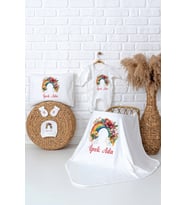 Pia Baby Premium %100 Pamuk Hastane Çıkışı Tulumlu Yenidoğan Kız Bebek Hediye Seti 5066-03 (Ekru)