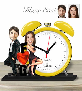 Kişiye Özel Ahşap Saat-Sevgililer Günü Hediyesi Sevgili Model-1