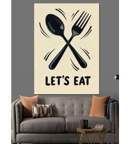 Çatal Kaşık Let'S Eat Dekoratif Kanvas - Mdf Ahşap Tablo