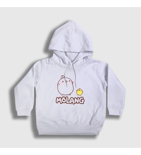 Presmono Unisex Çocuk Beyaz Friend Mölang Piu Piu Molang Kapüşonlu Sweatshirt 464841tt